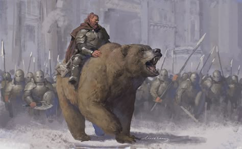 dwarf, Eddie Liu on ArtStation at https://www.artstation.com/artwork/wOKBY Prehistoric Bear, Bear Concept Art, Bear Attacking, Prehistoric Man, Bear Attack, Animal Attack, Heroic Fantasy, Bear Man, Warhammer Art