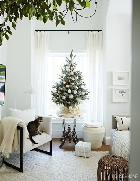 Small Space Christmas Tree, Small Christmas Trees Decorated, Christmas Decorations Apartment, Christmas Apartment, Colonial Decor, Tabletop Christmas Tree, Christmas Tree Inspiration, Small Christmas Trees, Beautiful Christmas Trees