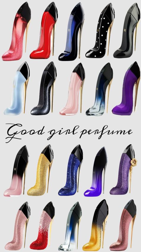 Good girl perfume #goodgirlperfume #goodgirl #perfumewishlist #perfumes #perfume Goodgirl Perfume Pink, Good Girl Perfume Collection, High Heel Perfume, Good Girl Perfume Notes, Good Girl Perfume Aesthetic, Very Good Girl Perfume, Heel Perfume, Shoe Perfume, Good Perfumes