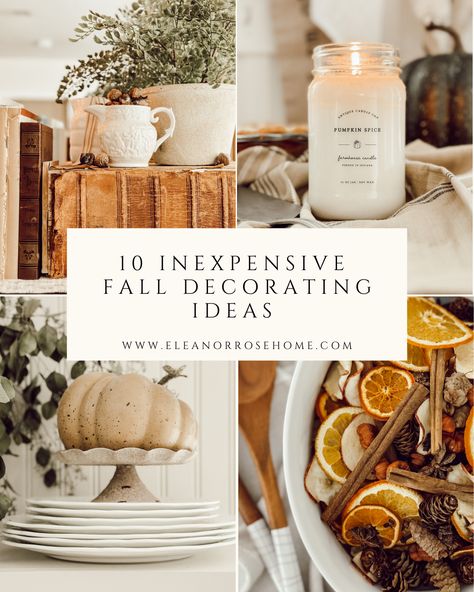 Transform your home for autumn without breaking the bank with these inexpensive fall decorating ideas that don't look cheap but add warmth & style to your space. Fall/winter Decorations, Decorate For Fall On A Budget, Inexpensive Fall Decor, Fall Decor On Budget, Budget Friendly Fall Decor, Free Fall Decor Ideas, Affordable Fall Decor, Easy Autumn Decor, Fall Decorating Ideas 2024