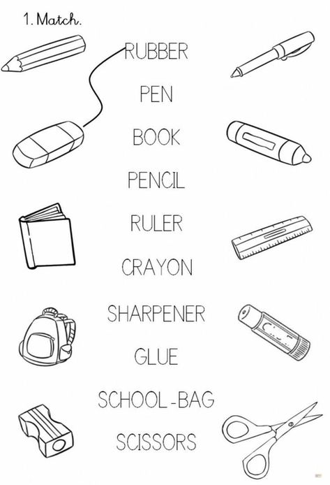 Esl Back To School Activities, Things In School Worksheets, Preschool Activities English, Things In Classroom Worksheet, Things In The Classroom Worksheet, School Supplies Activities For Kids, Social Studies Activities For Preschool, My School Worksheets For Kids, School Things Worksheet For Kids