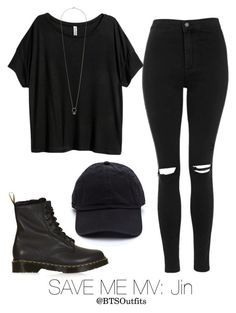 "Save Me MV: Jin" by btsoutfits ❤ liked on Polyvore featuring H&M and Topshop Jin Outfit, Teen Outfits, Bts Inspired Outfits, Eyeliner Styles, Black Clothes, Practice Outfits, Black Clothing, Eyeliner Tutorial, Tween Outfits