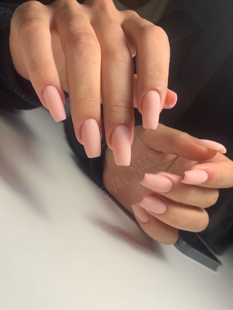 Matte Plain Nails, Matte Simple Nails, Basic Nails With Design, Natural Matte Nails, Simple Nails Matte, Neutral Nails Matte, Matt Pink Nails, Nail Inspo Matte, Light Pink Matte Nails