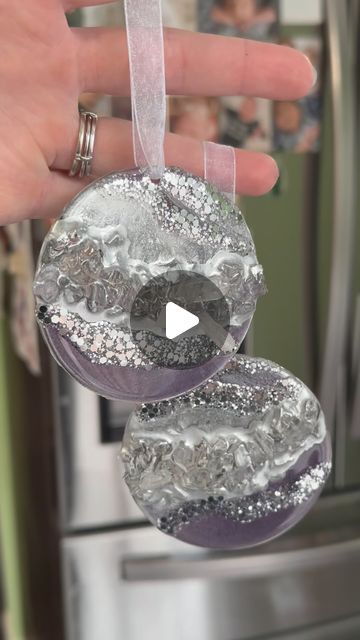 InspiredByMemms on Instagram: "Stunning crystal/geode inspired ornaments! Made with mini clear quartz points ✨

Beautiful purple mica and silver pen are from @artdecor_kn !

Resin: @artnglow save with code ‘INSPIRED’ !

#satisfying #satisfyingvideo #resinart #epoxyresin #inspiredbymemms #giftideas #resinpour #fyp #artnglow #resinartist #artistsoninstagram #resindemolding #resintok #epoxy #resin #resina #resinpour #resincrafts #resinobsession #resinofinstagram #custom #holidaygifts #crystals #crystallove #geode #ornaments #crystalornaments" Geode Ornaments, Borax Crystal Ornaments, Borax Crystals, Epoxy Ideas, Silver Pen, Resin Pour, Clear Quartz Point, Resin Sculpture, Crystal Ornament