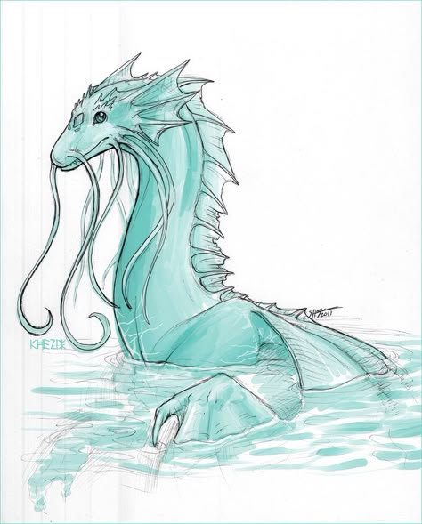 Water Dragons Art, Sea Dragon Design, Dragon Drawing Inspiration, Water Dragon Drawing Sketches, Water Dragon Fantasy Art, Water Dragon Design, Water Creatures Drawing, Mythical Sea Creatures Drawing, Long Dragon Drawing