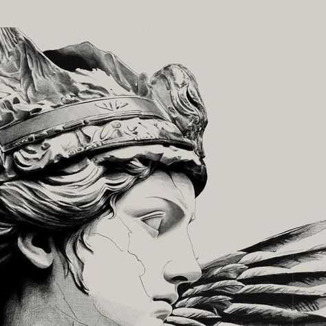 Sublime Nevrose on Instagram: "2023 - Athena - #detail #portrait #drawing #illustration #bw #2023 #woman #face #artwork #feather" Athena Portrait, Athena Drawing, Portrait Drawing Illustration, Athena Statue, Mood Drawing, Statue Drawing, Drawing Details, Portrait Women, Face Artwork