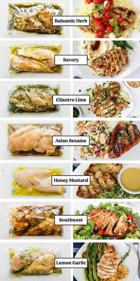 Frozen Marinated Chicken, Frozen Chicken Marinade Recipes, Homemade Marinades For Chicken, Best Chicken Marinades, Homemade Chicken Marinade, Tasty Healthy Meals, Garlic Chicken Marinade, Chicken Breast Marinade Recipes, Crockpot Freezer Meals