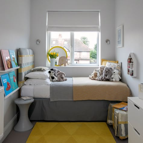 Child's room 25BH June 17 p119 Brass extended 1930s semi Box Room Bedroom Ideas For Kids, Box Room Bedroom Ideas, Room Wallpaper Ideas, 1930s Semi, Reka Bentuk Bilik Tidur, Tiny Bedroom Design, Box Room, Small Kids Room, Box Bedroom