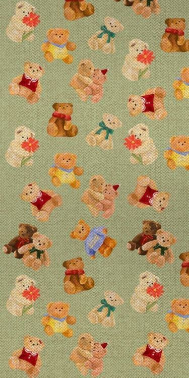 Daycare Aesthetic Wallpaper, Bear Background Aesthetic, Whimsical Background Wallpapers, Cute Fall Lockscreen, Thanksgiving Phone Theme, Silly Wallpapers Iphone, November Lockscreen, Slides Wallpaper, Vintage Winter Wallpaper