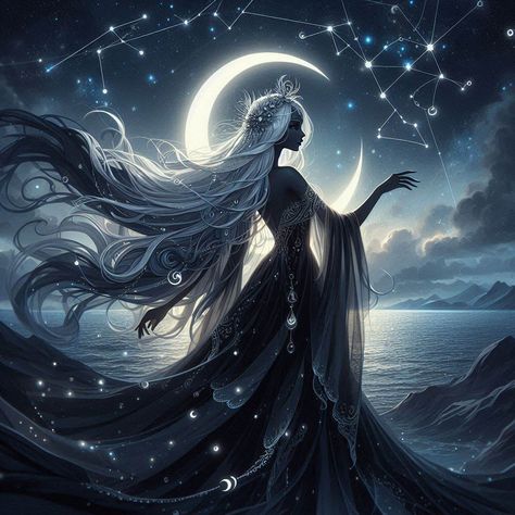 dark moon goddess - Image Creator from Microsoft Designer Moon Goddess Aesthetic, Moon Deity, Goddess Of Darkness, Goddess Of Moon, Moon Warrior, Goddess Luna, Lady Of The Moon, Nyx Goddess, Dark Celestial