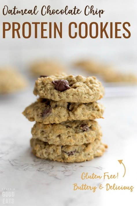 Chocolate Chip Protein Cookies, Oatmeal Protein Cookies, Protein Breakfast Cookies, Protein Chocolate Chip Cookies, Protein Powder Cookies, Packed Meals, Protein Cookie, Protein Baking, Protein Coffee