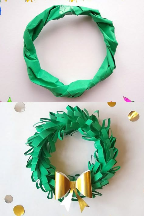 45 Amazing Christmas paper crafts & decoration ideas for kids & adults: easy DIY snowflake, stars, trees, ornaments, paper plate, cardboard, reindeer, printables, cards, etc! - A Piece of Rainbow, Christmas tree ideas, holiday crafts for kids, advent calendar, handmade, gifts, gift wrapping, modern, farmhouse, boho, Scandinavian, vintage, budget decor, dollar store, Anthropologie style, wall decor Green Yarn Christmas Crafts, Easy Paper Wreath, Giant Paper Wreath, Paper Garland Christmas Diy, Christmas Paper Wreaths Diy, Christmas Diy Hanging Decorations, Cardboard Christmas Wreath, Paper Pinecone Ornaments, Homemade Paper Christmas Ornaments