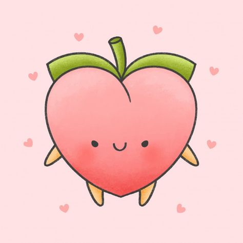 Cute peach cartoon hand drawn style Prem... | Premium Vector #Freepik #vector #food #heart #love #hand Peach Cartoon, Doodles Kawaii, Cute Cartoon Food, Cute Peach, 귀여운 음식 그림, Unicorn Pictures, Soft Pink Theme, Animal Doodles, Cute Food Drawings