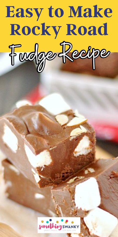 Looking for an interesting and easy-to-make treat? Look no further than this Rocky Road Fudge recipe! Made with chocolate chips, sweetened condensed milk, marshmallows, and walnuts, this fudge is sure to be a hit at all your parties like holidays, birthdays, or any special occasion that you like to celebrate! Fudge Recipes Easy Condensed Milk Marshmallows, Eaglebrand Recipes Condensed Milk Fudge, Marshmallow Fudge Recipe Condensed Milk, Microwave Fudge Recipes Condensed Milk, 2 Ingredient Fudge Condensed Milk, Traditional Fudge Recipe, Easy Fudge Recipe With Condensed Milk, Eagle Brand Fudge Recipe, Fudge Recipes Easy Condensed Milk