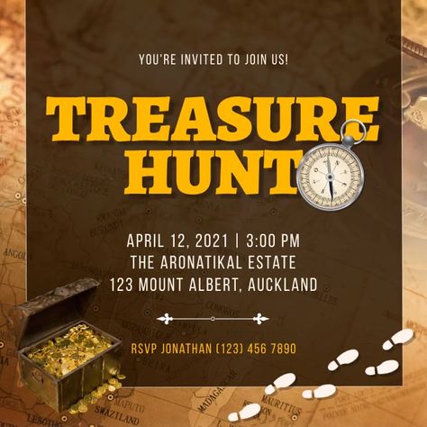 530+ treasure hunt Customizable Design Templates | PosterMyWall Treasure Hunt Map Design, Treasure Hunt Invitation, Treasure Hunt Poster Design, Treasure Hunt Poster, Playground Scavenger Hunt, Treasure Hunt Party, Treasure Poster, Treasure Hunt Map, Pirate Themed Party