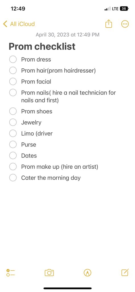 Day Of Prom Checklist, Hoco To Do List, Prom Day Checklist, Prom List Things To Do, What To Do Before Prom, Hoco Prep List, Hoco Checklist, Prom Prep List, Prom To Do List