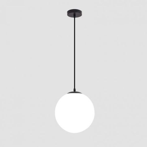 Sphere Restaurant Pendant Light Cream Glass 1 Head Simple Ceiling Hang Lamp in Black - 110V-120V Black 6" Pendant Lights Sphere Pendant Light, Hang Lamp, Restaurant Pendant Light, Simple Ceiling, Palm Springs Home, Wine Shop, Lighting Pendant, Black Ceiling, Lighting Lamp