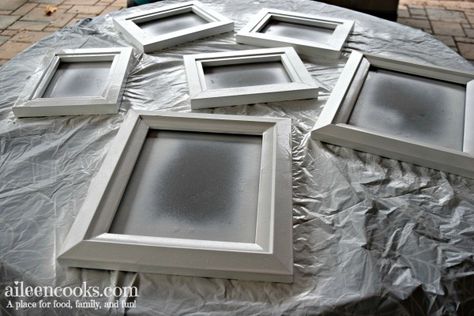 Learn how to spray paint black picture frames white with this easy to follow tutorial! How To Paint A Picture Frame, Spray Paint Picture Frames, Painting Picture Frames Diy, Paint Picture Frames, Painting Frames Diy, Picture Frames White, Spray Paint Frames, Painted Photo Frames, Picture Collages