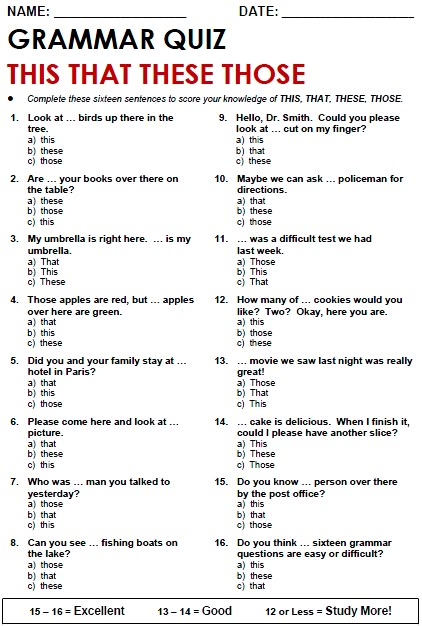 Quality ESL grammar worksheets, quizzes and games - from A to Z - for teachers & learners THIS / THAT / THESE / THOSE Esl This That These Those, This That These And Those Worksheets, These And Those Worksheets, This And These Worksheets, This And That Worksheet, This These Worksheets, Determiners Grammar Worksheets, These Those Worksheet, This That These Those Activities