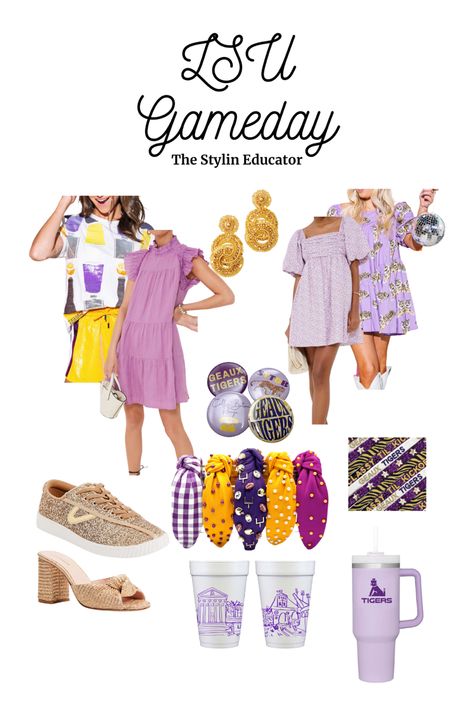 Get ready for gameday LSU fans! These items are perfect to get you in the spirit! #gameday #tailgating Lsu Gameday, Lsu Outfits, Gameday Fits, Gold Football, Lsu Fans, Gameday Outfit, Football Game, Football Games, The Spirit