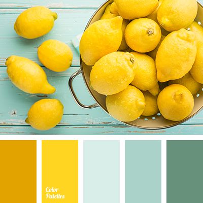 color match for wardrobe, color solution for home, dark turquoise, lemon color, pale turquoise, pale-light blue, saffron, shades of lemon colors, shades of turquoise, shades of yellow. Turquoise Cafe, Yellow Colour Scheme, Paint Color Schemes, Color Schemes Colour Palettes, Pale Turquoise, Kitchen Colour Schemes, House Color Schemes, Kitchen Paint Colors, Florida House