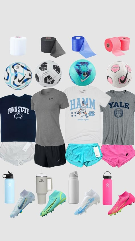 Sports Bag Essentials, Soccer Fits, Soccer Girls Outfits, Sporty Girl Aesthetic, Full Back Workout, Cute Fits For School, Soccer Clothes, Soccer Essentials, Soccer Hair