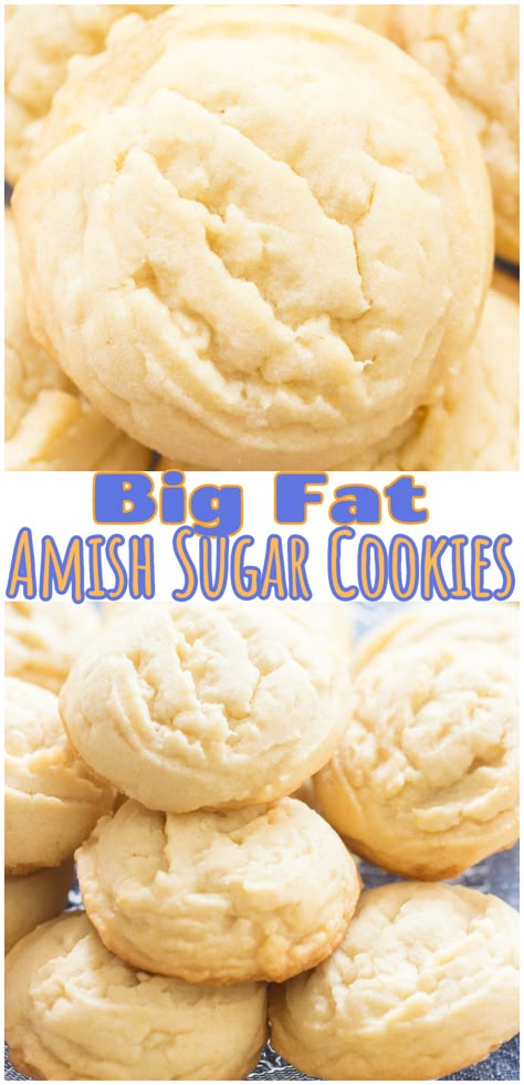 Big Fat Amish Sugar Cookies • The Gold Lining Girl Crisp Sugar Cookie Recipe, Crispy Sugar Cookie Recipe, Sugar Wafers, Amish Cookies, Sugar Cookies Soft, Buttery Cookie, Amish Sugar Cookies, Chewy Sugar Cookie Recipe, Best Amish Recipes