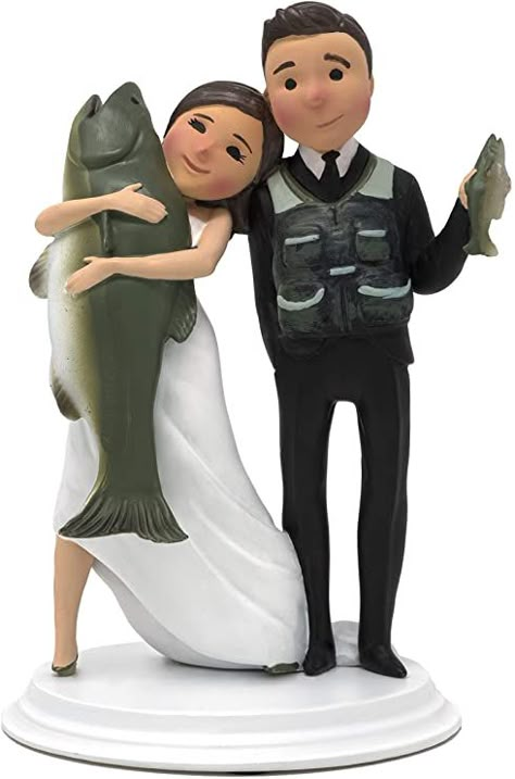 Fishing Wedding Cake, Fishing Wedding Cakes, Fishing Wedding Cake Toppers, Fishing Themed Wedding, Bridal Cake Topper, Fishing Cake Topper, Funny Wedding Cake Toppers, Fishing Wedding, Wedding Cake Toppers Unique