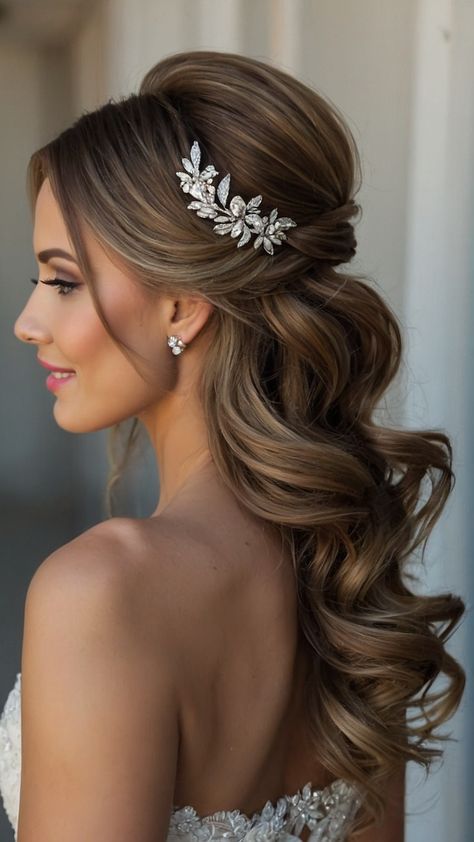 Discover the trendiest down bridal hairstyles for your special day From elegant half up half down styles to timeless classic looks find inspiration for long hair loose waves headbands and more Whether you prefer braids brown hair straight locks or blonde tresses these hairstyles are perfect for any bridal occasion Half Updo For Bride, Bride Hair Styles Half Up Half Down, Hair For Evening Gown, Bride Hairstyles Half Up Half Down With Veil, Wedding Hairstyles For Long Fine Hair, Wedding Hair Half Up Half Down With Headband, Wedding Hair With Headband And Veil, Bride Hairstyles Down With Veil, Halter Wedding Dress Hairstyle