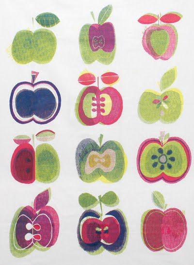 Illustrator Pattern Design, Colorful Objects, Apple Illustration, Green Prints, Apple Pattern, Apple Print, Apple Varieties, Coloured Paper, Apple Art