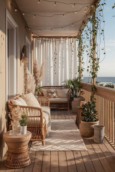 Boho Chic Balcony Decor, Boho Chic Balcony, Balkon Aesthetic, Deco Boho Chic, Interior Styles Guide, Boho Balcony Ideas, Boho Balcony, House Balcony, Terrace Ideas