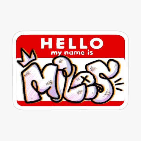 I love the tags the miles made in spider-verse so I'm making a bunch of them for all the characters :)) Spider Man Across The Spider Verse Graffiti, Miles Morales Graffiti Stickers, Miles Morales Graffiti Font, Miles Morales Name Tag, Miles Morales Tag, Miles Morales Notebook, Hello My Name Is Miles Morales, Spider Verse Font, Miles Graffiti