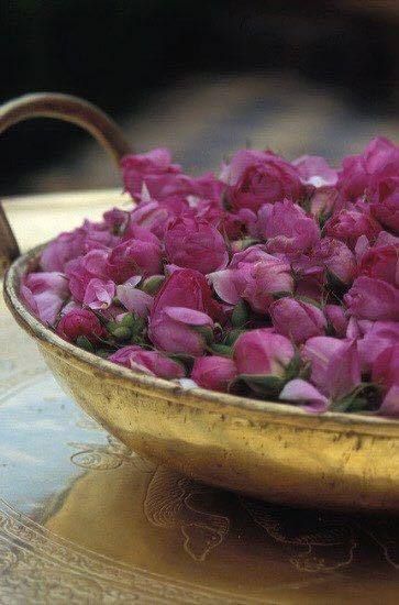 Pink Flowers, Roses, Tray, Bowl, Tumblr, Purple, Flowers, Pink, Gold