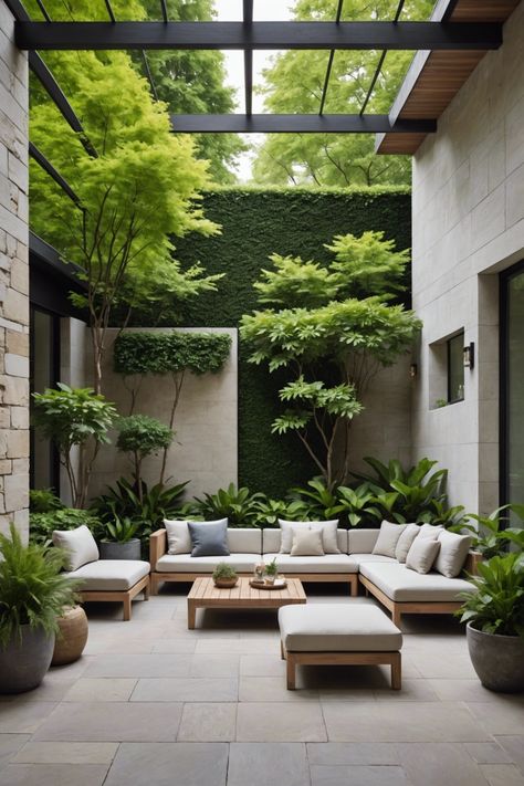 Outdoor Apartment, B&b Ideas Inspiration, Garden Apartment Patio, Courtyard Inspiration, Outdoor Veranda Ideas, Modern Courtyard Garden, Courtyard Decorating Ideas, Office Patio, Living Exterior