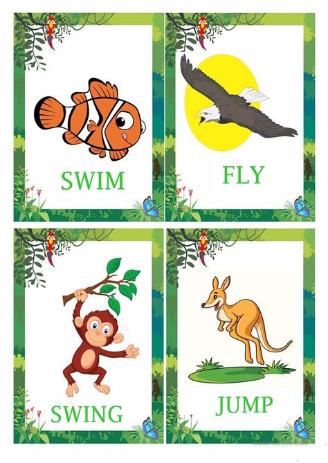 ANIMAL ACTIONS BIG FLASHCARDS - English ESL Worksheets for distance learning and physical classrooms Spelling Bee Word List, Spelling Bee Words, Regular And Irregular Verbs, Esl Teaching Resources, Verbs List, Esl Vocabulary, Animal Action, Animal Flashcards, Animal Worksheets