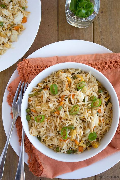 how-to-make-indian-chicken-fried-rice                                                                                                                                                                                 More Indian Chicken Fried Rice, Chinese Fried Rice, Chicken Fried Rice Easy, Chicken Fried Rice Recipe, Indian Rice Recipes, Making Fried Rice, Indian Chicken, Easy One Pot Meals, Veggie Stir Fry