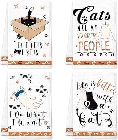 Amazon.com: Cat Towel -loops -loop - Prime Eligible / Dish Cloths & Dish Towels / Kitchen & ...: Home & Kitchen Tea Towel Diy, Cat Tea Towel, Cat Towel, Cat Kitchen, Decorative Hand Towels, Waffle Fabric, Decorative Towels, Kitchen Towel Set, Kitchen Store