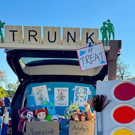 ❤️ParkTrends on Instagram: "❤️💙💙 @greatcrafternoon’s Toy Story Trunk or Treat theme. So creative!💛❤️💙 📸 @greatcrafternoon . #disneyhalloween #toystory #trunkortreat #disneyhalloween" Easy Disney Trunk Or Treat Ideas, Dollar Store Trunk Or Treat Ideas, Toys Story Trunk Or Treat, Disney Trunk Or Treat Ideas For Suv, Disney World Trunk Or Treat, Disney Theme Trunk Or Treat Ideas, Toy Story Truck Or Treat Ideas, Trunk Or Treat Ideas Toy Story, Disney Trunk Or Treat Ideas For Cars