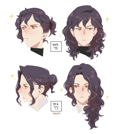 Curly Anime Hair, Curly Anime, Long Hair Drawing, Curly Hair Drawing, Hair Sketch, Hair Drawing, Different Angles, Arte Inspo, Anime Hair