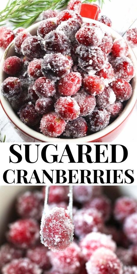 Sugared Cranberries — this sweet and tart Sugared Cranberries recipe requires four ingredients; cranberries, water, sugar and orange juice. Ideal for cake decorating and snacking. Cranberries With Orange, Cranberry Snacks, Orange Juice Recipes, Sugared Cranberries, Cranberry Recipes, Juice Recipe, Cranberry Orange, Orange Juice, Vegan Gluten Free