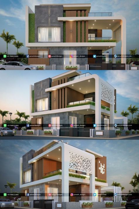 3 D Elevation Of House, Duplex Bunglow Elevation Modern, Modern House Design Front And Back View, Modern Bunglow Desings Plan, 3d Views Architecture, G+1 Bunglow Elevation, G Plus 1 Elevation Design Modern, Architecture Front View, Modern House Architecture Design Drawing