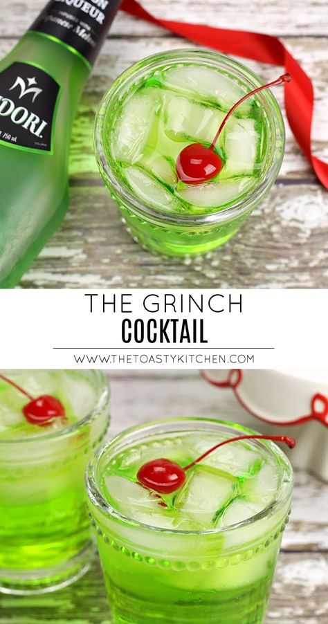 Christmas Alcholic Drinks, The Grinch Cocktail, Grinch Cocktail, Easy Holiday Drinks, Xmas Cocktails, Holiday Party Drinks, Xmas Drinks, Christmas Drinks Alcohol Recipes, Christmas Drinks Recipes