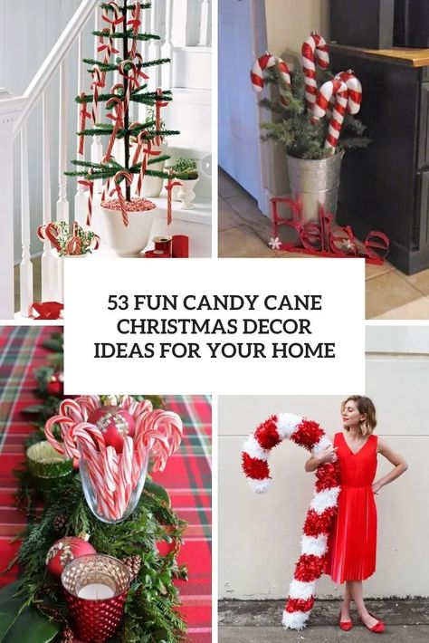 fun candy cane christmas decor ideas for your home cover Candy Cane Christmas Decor, Peppermint Christmas Decorations, Christmas Candy Cane Decorations, Candy Cane Candle, Outdoor Christmas Decorations Yard, Candy Cane Gifts, Christmas Symbols, Diy Christmas Door, Canes Decor