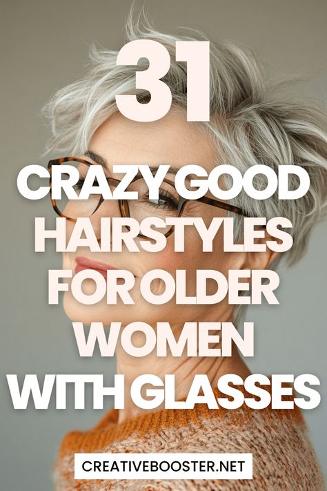 31 Crazy Good Hairstyles for Older Women with Glasses to Try in 2024 – CreativeBooster Hairstyles For Over 60 With Glasses, Short Haircuts With Glasses Over 50, Women With Short Hair And Glasses, Older Women Gray Hairstyles, Stylish Seniors Older Women, Eyeglasses For White Hair, How To Grow Old Gracefully, Dorothy Hammil Haircut Hairstyles, Glasses For White Haired Women