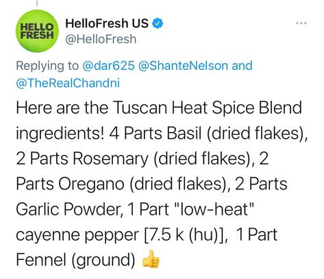 Tuscan Heat Spice Hello Fresh, Tuscan Spice Blend Recipe, Tuscan Heat Spice Recipe, Hello Fresh Tuscan Heat Spice Recipe, Tuscan Heat Spice, Tuscan Seasoning Recipe, Hellofresh Meals, Hellofresh Recipes, Chicken Bacon Pasta