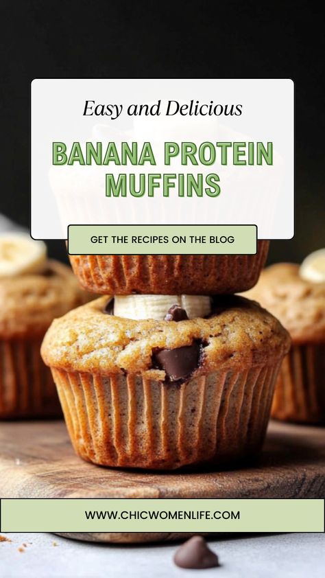 Banana Protein Muffins Banana Peanut Butter Protein Muffins, Vegan Banana Protein Muffins, Protein Shake Muffins, Whole Grain Banana Muffins, Banana Protein Muffins Almond Flour, Banana Muffins With Protein Powder, High Protein Banana Oatmeal Muffins, Muffins Made With Bananas, Protein Banana Chocolate Chip Muffins