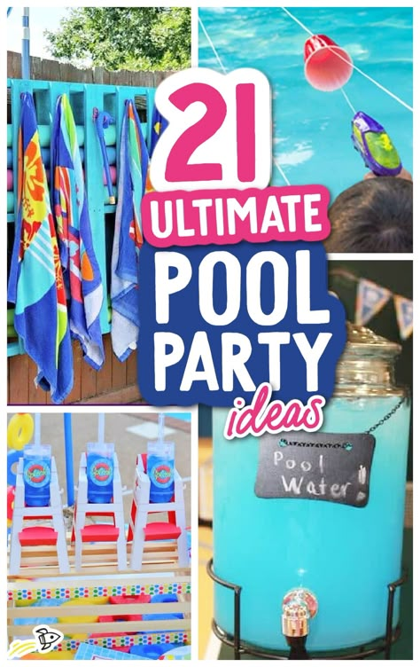 School Pool Party, Summer Pool Party Ideas, Bday Pool Party, Retro Pool Parties, Pool Party Snacks, School Pool, Kids Pool Party, Pool Party Cakes, Pool Party Food