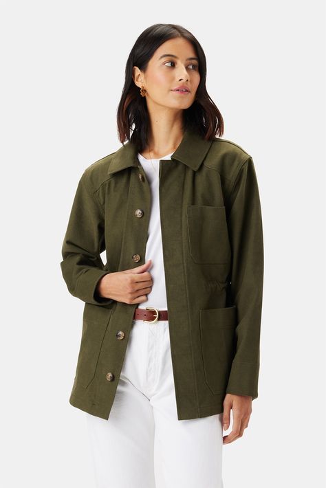 15 Army Jackets to Wear With Everything This Fall | Who What Wear Jacket Trend, Army Jackets, Fall Trend, Olive Green Jacket, Army Green Jacket, Canvas Jacket, Army Jacket, Jenner Style, Cargo Jacket