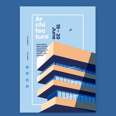 Poster Design Inspiration Architecture, Architecture Ads Design, Modern Advertising Design, Architectural Poster Layout, Architecture Posters Design, Architecture Graphic Design Poster, Flat Poster Design, Modern Poster Design Creative, Architecture Event Poster