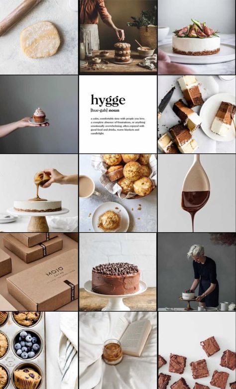 Food Photography Color Palette, Home Bakery Instagram Feed, Minimalistic Food Photography, Coffee And Dessert Aesthetic, Food Instagram Feed, Dessert Poster, Media Branding Design, Bakery Instagram, Food Photography Dessert